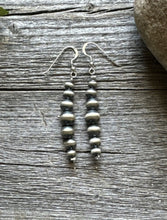 Load image into Gallery viewer, Southwestern 925 Sterling Silver Graduated Pearls Bead Earrings 5mm 8mm. 2.5&quot;