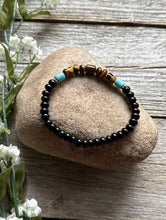 Load image into Gallery viewer, Black Onyx Tigers Eye 6.5 Inch Stretch Elastic Stretchy Bead Bracelet Gift