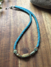 Load image into Gallery viewer, Sterling Silver Blue Green Turquoise Nuggets Bead Necklace 18 inch Gift
