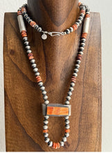 Load image into Gallery viewer, Native American Sterling Silver Spiny Oyster Pearls Jackla Bead Necklace