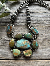 Load image into Gallery viewer, Navajo Sterling Silver Royston Turquoise Cluster Lariat Y Bead Necklace KY