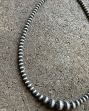 Load image into Gallery viewer, 4mm - 8mm Single Graduated Sterling Silver Oxidized Pearls Bead Necklace 16 Inch