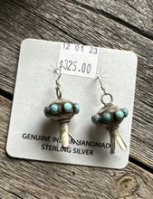 Load image into Gallery viewer, Navajo 925 Sterling Silver Turquoise Blossom Earrings MS Southwestern