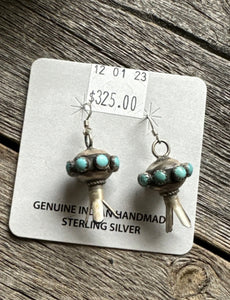 Navajo 925 Sterling Silver Turquoise Blossom Earrings MS Southwestern