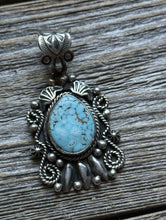 Load image into Gallery viewer, Navajo Sterling Silver Turquoise Pendant Geneva