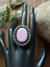 Load image into Gallery viewer, Navajo Handmade Sterling Silver Pink Conch Adjustable Ring Etta Enditto Gift