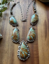 Load image into Gallery viewer, Navajo Sterling Silver Number 8 Turquoise Lariat Pearls Bead Chain Necklace KY