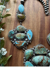 Load image into Gallery viewer, Navajo Sterling Silver Blue Green Royston Turquoise Cluster Lariat Necklace KY
