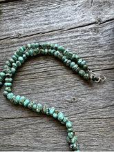 Load image into Gallery viewer, Sterling Silver Number 8 Turquoise Nuggets Bead Necklace Strand. 18 inch