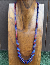 Load image into Gallery viewer, Sterling Silver Graduated Blue Lapis Red Coral Bead Necklace. 26 inch. Gift