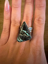 Load image into Gallery viewer, Navajo sterling silver  blk jack turquoise ring adjustable