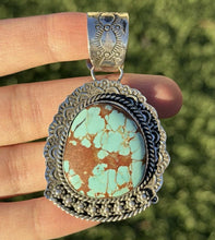 Load image into Gallery viewer, Navajo Sterling Silver Number 8 Turquoise Handmade Pendant Etta Enditto Gift