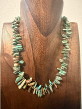 Load image into Gallery viewer, Sterling silver green graduated turquoise nugget necklace 18 inch