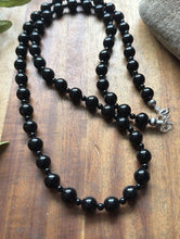 Load image into Gallery viewer, Sterling Silver Plain Round Black Onyx Bead Necklace. 30 Inch