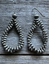 Load image into Gallery viewer, Sterling Silver 4mm Pearls Twisted Loop Earrings. 3 Inch