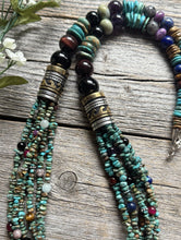 Load image into Gallery viewer, Tommy Rosita Singer T R Sterling Silver Multi Strand Turquoise Bead Necklace 30”