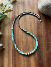 Load image into Gallery viewer, Sterling Silver Blue Turquoise W Multi Bead Pearls Necklace. 18 Inch. Gift