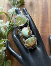 Load image into Gallery viewer, Native American Sterling Silver Green Royston Turquoise Adjustable Ring K Yazzie