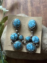 Load image into Gallery viewer, Native American Sterling Silver Kingman Spiderweb Turquoise Earrings Mary Ellen