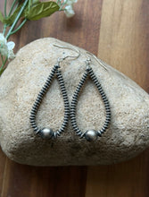 Load image into Gallery viewer, Southwestern Sterling Silver Flat Saucer Pearls Bead Loop Earrings 2.5 Inch