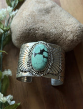Load image into Gallery viewer, Navajo Native American Sterling Silver Blue Turquoise Cuff Bracelet Signed