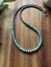 Load image into Gallery viewer, Sterling Silver Blue Turquoise W Multi Bead Pearls Necklace. 18 Inch. Gift