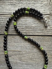 Load image into Gallery viewer, Sterling Silver Black Onyx Green Turquoise Bead Necklace. 18 Inch Gift