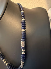 Load image into Gallery viewer, Navajo sterling silver lapis bead necklace 26 inch