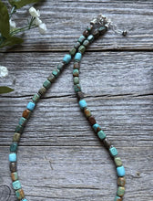 Load image into Gallery viewer, Bow Blue Green Turquoise Sterling Silver Pearls Bead Necklace. 18 Inch. Gift
