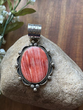 Load image into Gallery viewer, Native American Navajo Sterling Silver Orange Red Spiny Oyster Pendant Etta