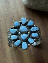 Load image into Gallery viewer, Native American Sterling Silver Blue Turquoise Cluster Cuff Bracelet T Jon