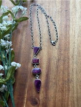 Load image into Gallery viewer, Navajo Sterling Silver Purple Spiny Oyster Lariat Chain Necklace C Shorty