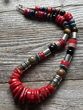 Load image into Gallery viewer, Tommy &amp; Rosita Singer T R Sterling Silver Multi Stone Red Coral Bead Necklace 20