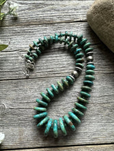 Load image into Gallery viewer, Southwestern 925 Sterling Silver Graduated Turquoise Bead Necklace. 18 inch