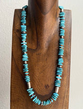 Load image into Gallery viewer, Sterling Silver Multi Stone Turquoise Nuggets Pearls Bead Necklace 26 Inch