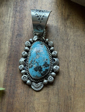 Load image into Gallery viewer, Navajo Native American Sterling Silver Blue Turquoise Pendant R Yazzie Gift