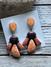 Load image into Gallery viewer, Navajo 925 Sterling Silver Multi Stone Cluster Earrings Marcella James