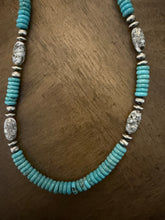 Load image into Gallery viewer, Sterling silver  turquoise wb turquoise bead necklace 18 inch