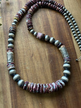 Load image into Gallery viewer, Long Graduated Sterling Silver Purple Spiny Oyster Pearls Bead Necklace 32 Inch