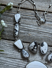 Load image into Gallery viewer, Navajo Sterling Silver White Buffalo Turquoise Lariat Necklace Set Mary Ellen