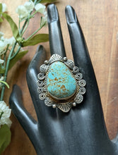Load image into Gallery viewer, Navajo Sterling Silver Number 8 Turquoise Adjustable Ring Etta Enditto Gift