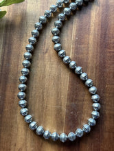 Load image into Gallery viewer, Sterling Silver 10mm Stamped Pearls Bead Necklace. 18 Inch