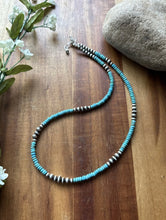 Load image into Gallery viewer, Southwestern Sterling Silver Blue Turquoise W Pearls Bead Necklace 18 inch Gift
