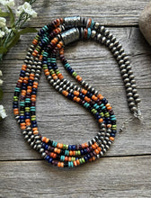 Load image into Gallery viewer, Sterling Silver Multi Stone Strand W Pearls Bead Necklace 30 inch