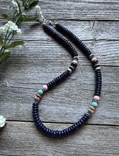 Load image into Gallery viewer, Sterling Silver Lapis Multi Stone Bead Necklace. 18 inch. Gift