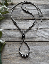 Load image into Gallery viewer, Jacla Sterling Silver Multi Graduated Onyx Pearls Bead Necklace 24 inch