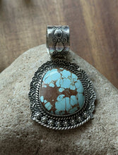 Load image into Gallery viewer, Navajo Sterling Silver Number 8 Turquoise Handmade Pendant Etta Enditto Gift