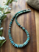 Load image into Gallery viewer, Sterling Silver Graduated Turquoise Rondelle Bead Necklace 18 inch Gift