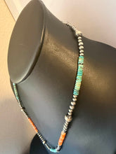 Load image into Gallery viewer, Sterling silver turquoise spiny oyster 30 inch necklace
