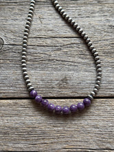 Load image into Gallery viewer, Purple 4mm Sterling Silver Pearls Choker Bead Necklace. 16 Inch. Gift